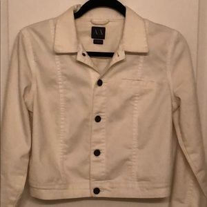 Armani Exchange white cropped denim Jacket